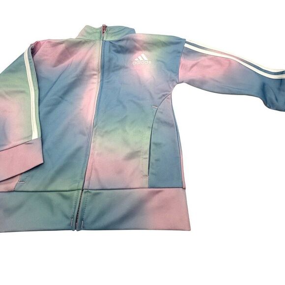 Adidas Youth Tie-Dye Track Jacket Zip-Up Medium Polyester Blend Blue & Pink 24M - Picture 2 of 6